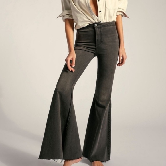 Free People Denim - Free People Black Flare Jeans